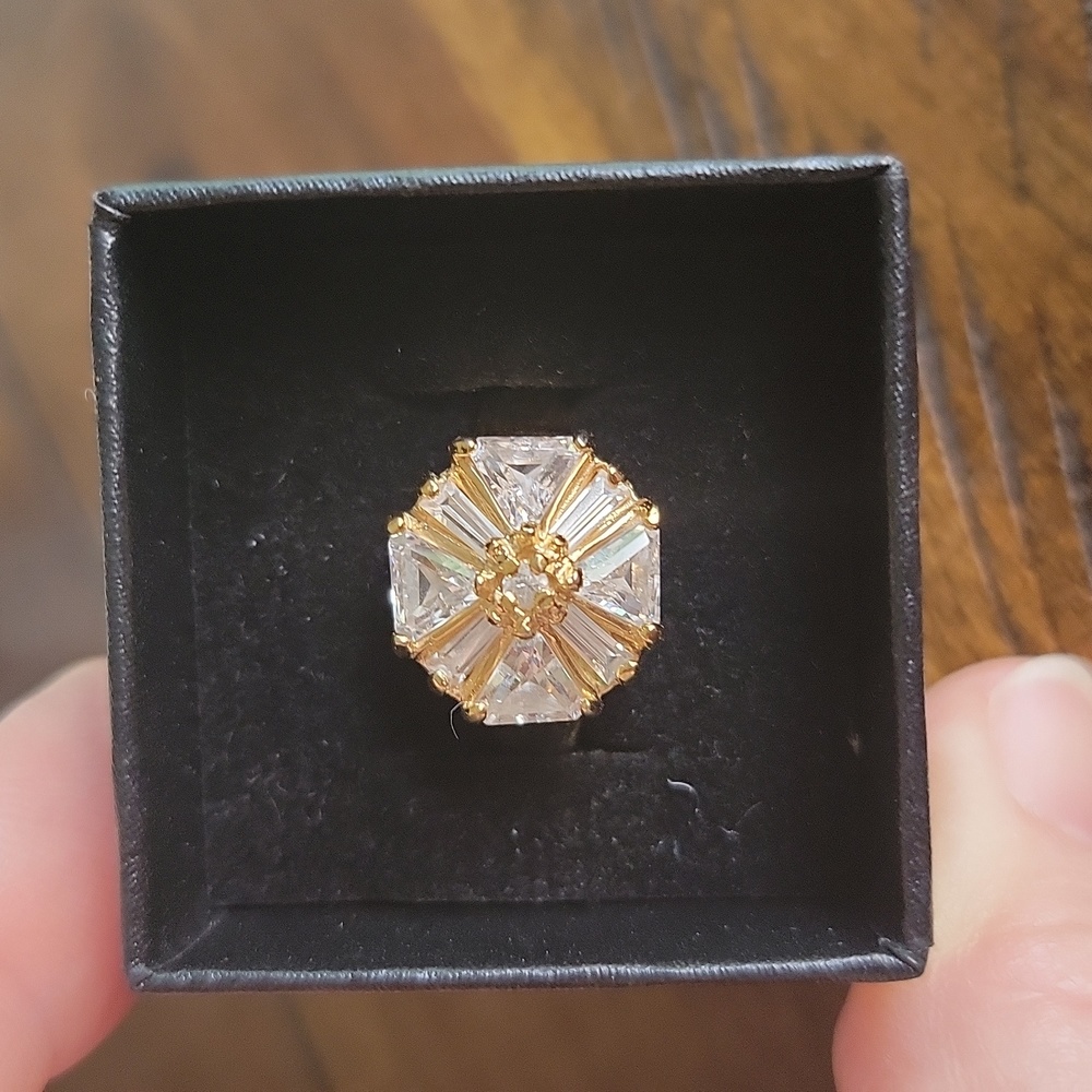 Vintage Premiere Designs Goldtone and Simulated Diamond Ring
